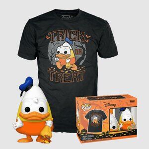 Disney Funko Pop  Donald Halloween Glow in Dark Tee Shirt & Pop Figurine Bundle
